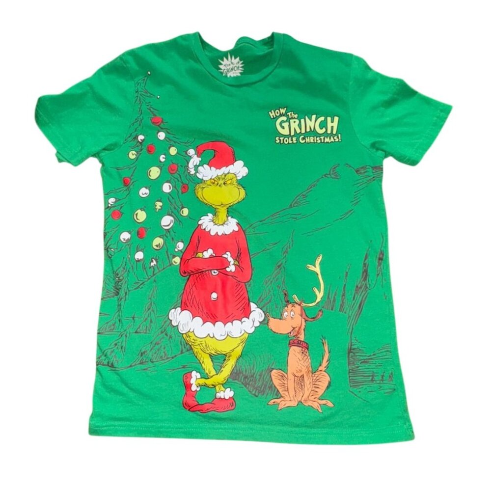 The Grinch Graphic Print Short Sleeve Crew Neck T-Shirt-Green-Small (adult)-GUC